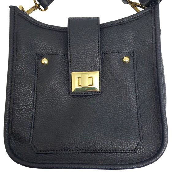 Steve Madden Black Pebbled Crossbody Bag Adjustable Strap Purse Shoulder Satchel - Picture 3 of 9